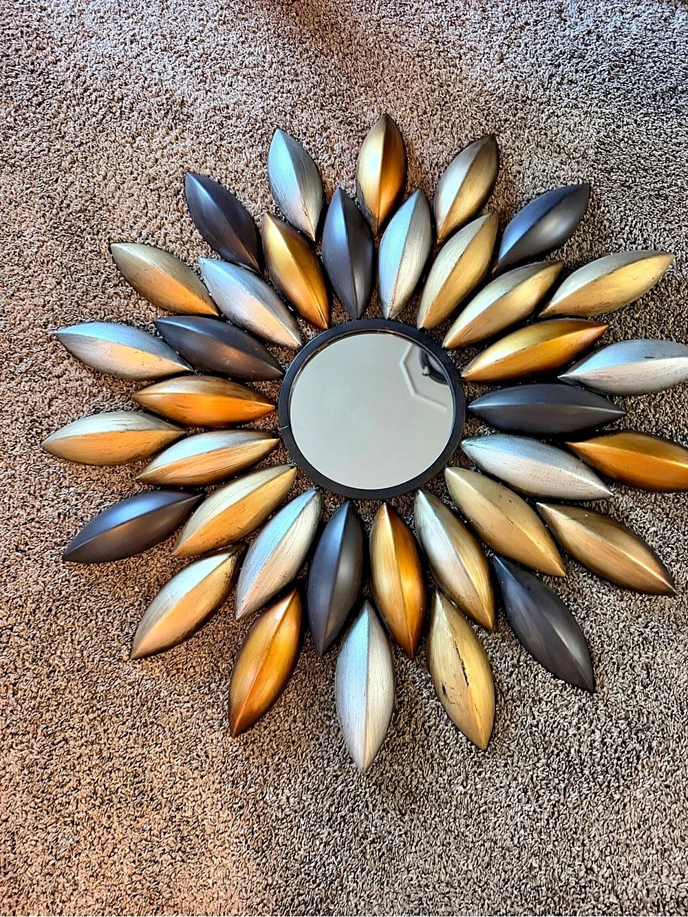 Sunburst Wall Mirror in Black & Gold